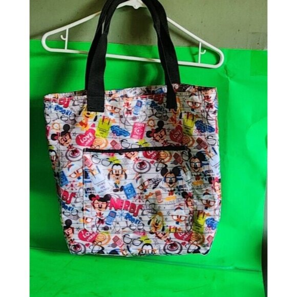 Disney Parks Exclusive Tote Bag I Love Nerds Mickey Donald Goofy Pluto Minnie - Picture 1 of 7